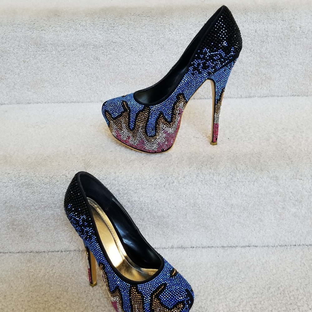 ALBA MULTI-COLOR RHINESTONE PLATFORM DRESS SHOES - Picture 6 of 8